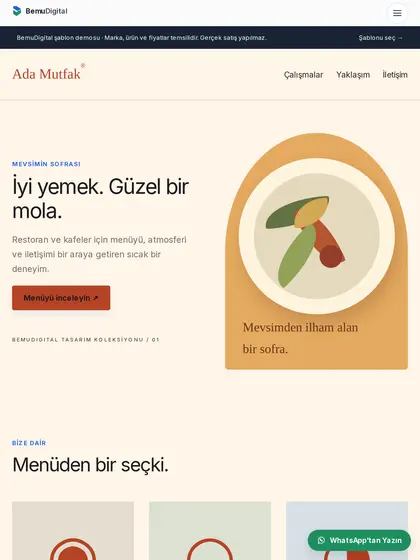 Aynı şablonun tablet görünümü