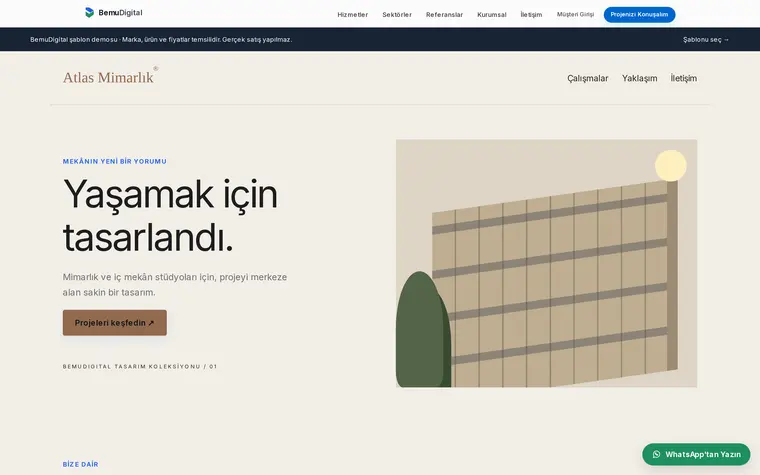 BemuDigital ile hazırlanmış bir web sitesinin masaüstü görünümü