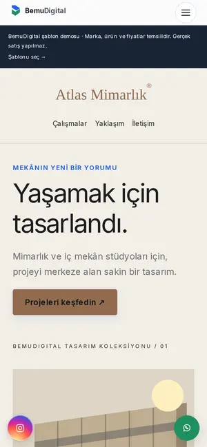 Aynı web sitesinin mobil görünümü
